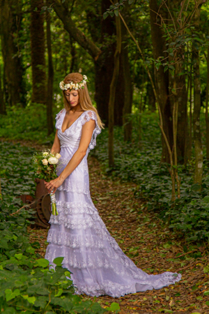 novia en un bosque